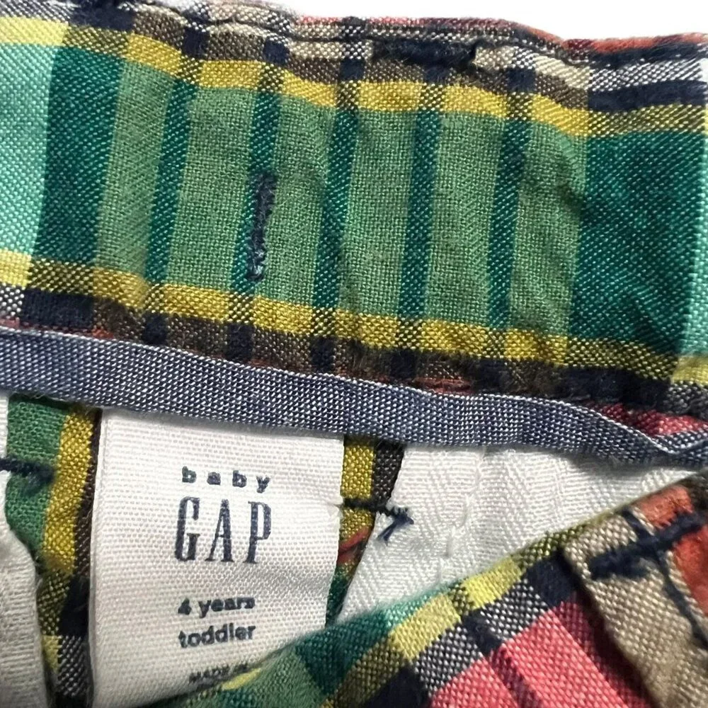 Baby Gap 4Y Green Navy Red Plaid Shorts